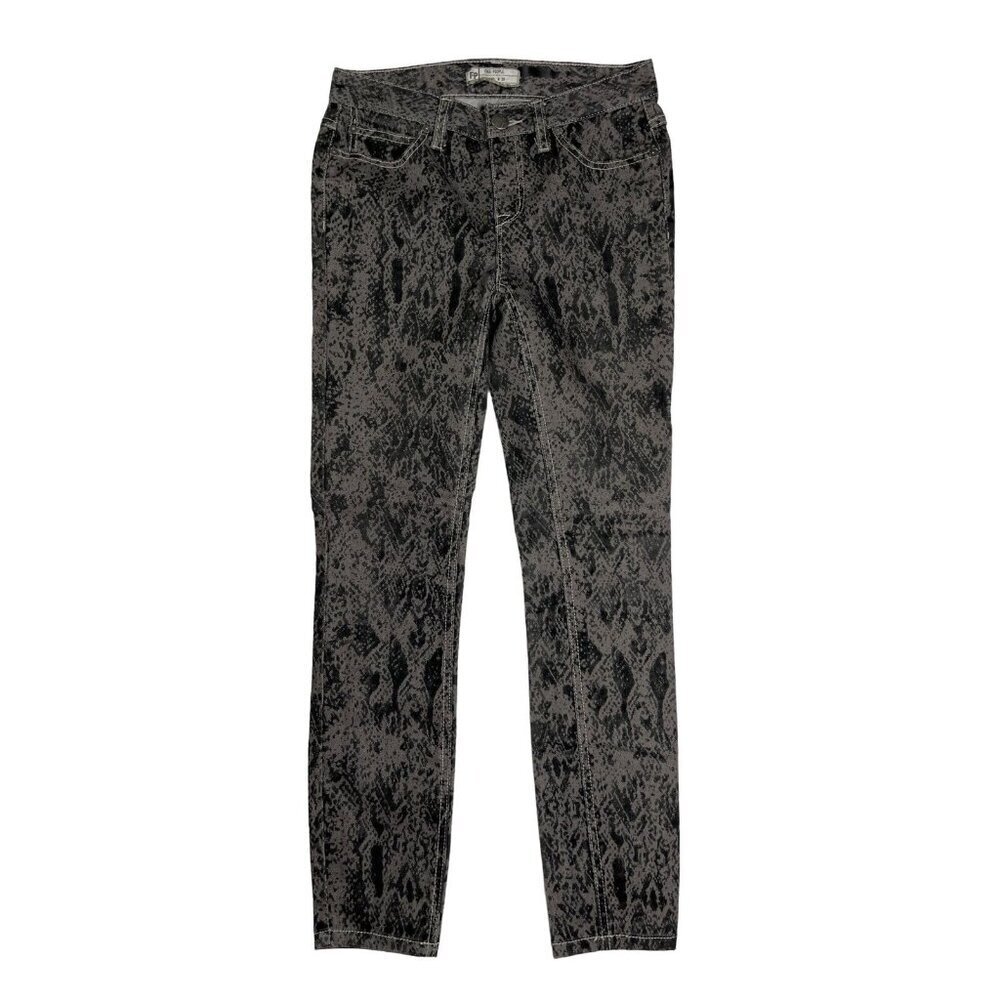 Free People High Rise Stretch Skinny Jeans Snake Print‎ Size 26 Gray Black